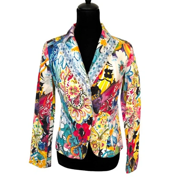 Alberto Makali Bold Color Tropical Jacket Size 2 - Picture 2 of 9